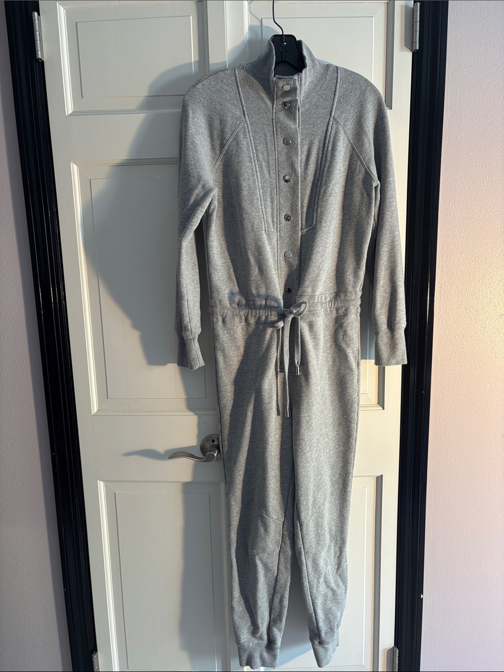 Veronica Beard Heather Gray Button-Front cotton Jumpsuit